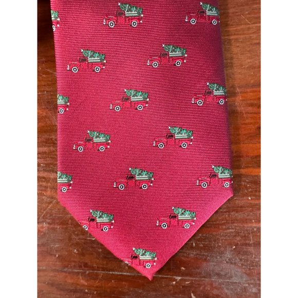 Knotty and Nice Christmas Tie Red Truck and Tree OS Red Christmas Polyester - Picture 5 of 16